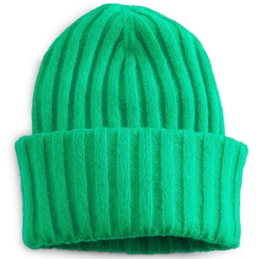 NWT Gorgeous Sonoma Goods For Life Green Wide Rib Beanie Hat So Cozy & So Soft